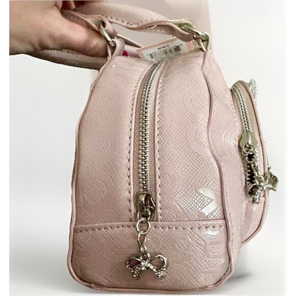 JUICY COUTURE PINK Convertible SATCHEL BOWLER XBODY Rhinestone Silver BOWS Y2K - Picture 11 of 16